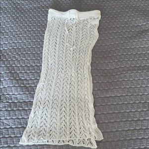 White crochet bathing suit cover up.